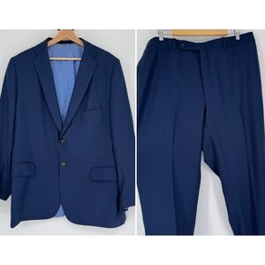 Navy Blue 2 Piece Suit Mens 44R 40W Two Button Business Professional Classic